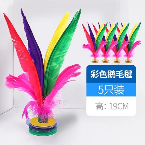 杜威克 毽子大號鵝毛花毽兒 兒童小學生成人羽毛毽球耐踢牛筋底 5個裝