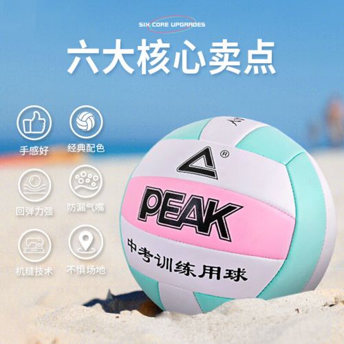 匹克PEAK排球中考專用比賽5號經(jīng)典機縫PVC兒童男女學(xué)生中考訓(xùn)練排球YQ11308白/海蘭