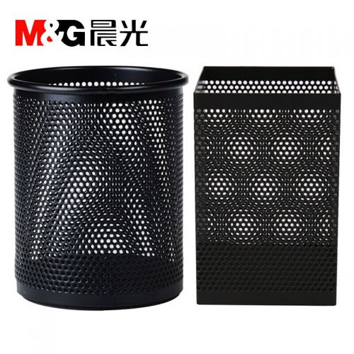 晨光（M&G） 金屬筆筒鐵絲網(wǎng)圓形方形黑色金屬結(jié)實耐用網(wǎng)狀筆筒多功能筆筒筆架桌面辦公收納盒 98405組合筆筒/1個