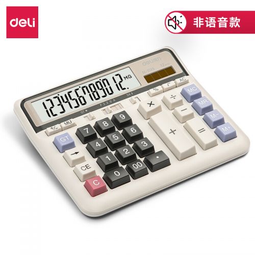 得力(deli)雙電源電腦按鍵計算器 12位大屏橫式計算機 金融財務(wù)/銀行計算 辦公文具用品 白色2135