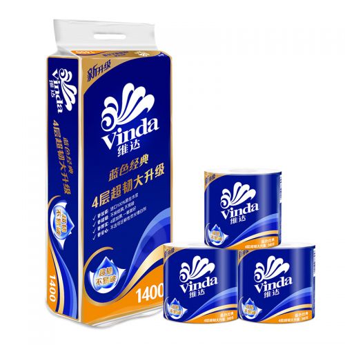 維達（Vinda）卷紙 藍色經(jīng)典140克10卷 4層加厚 衛(wèi)生紙卷筒紙 紙巾卷紙