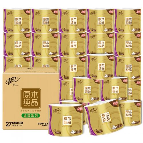 清風(fēng)卷紙 金裝 4層180克衛(wèi)生紙巾27卷(新老包裝隨機(jī)發(fā)貨）整箱銷售