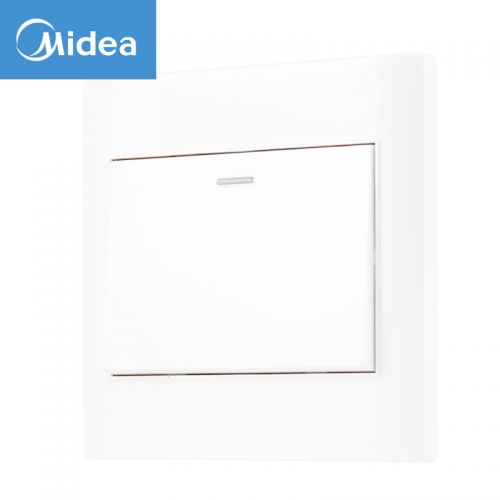 美的（Midea）開關插座電源面板86型一開單控1開單開墻壁家用暗裝雅白E03K11