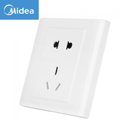 美的（Midea）開關插座面板電源面板86型五孔5孔二三插墻壁暗裝10只十套餐E03